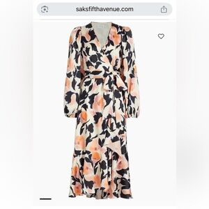 Tanya Taylor Watercolor Geranium-printed Long Sleeve‎ Blaire Dress, no size